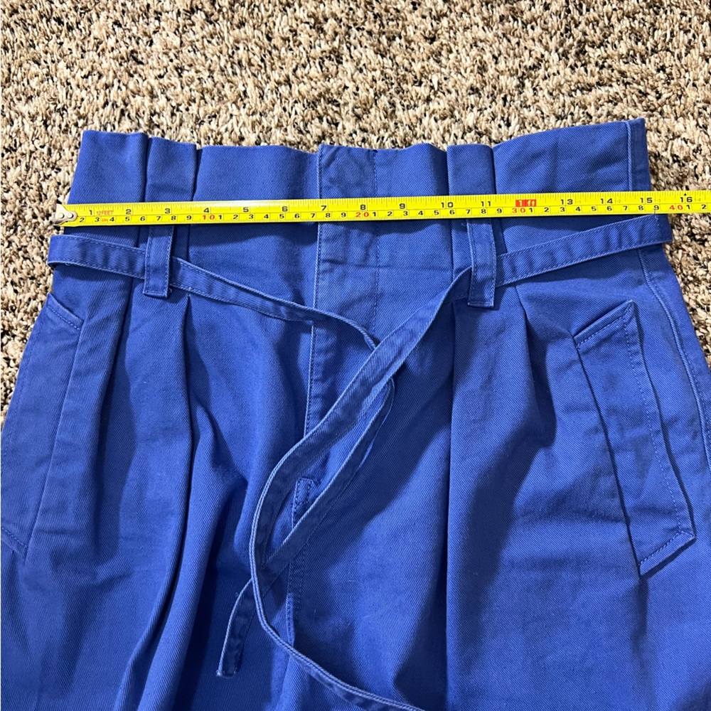 Madewell 100% Cotton Cobalt Blue Paperbag Trench Chino Pants Women’s 4 - Picture 8 of 11